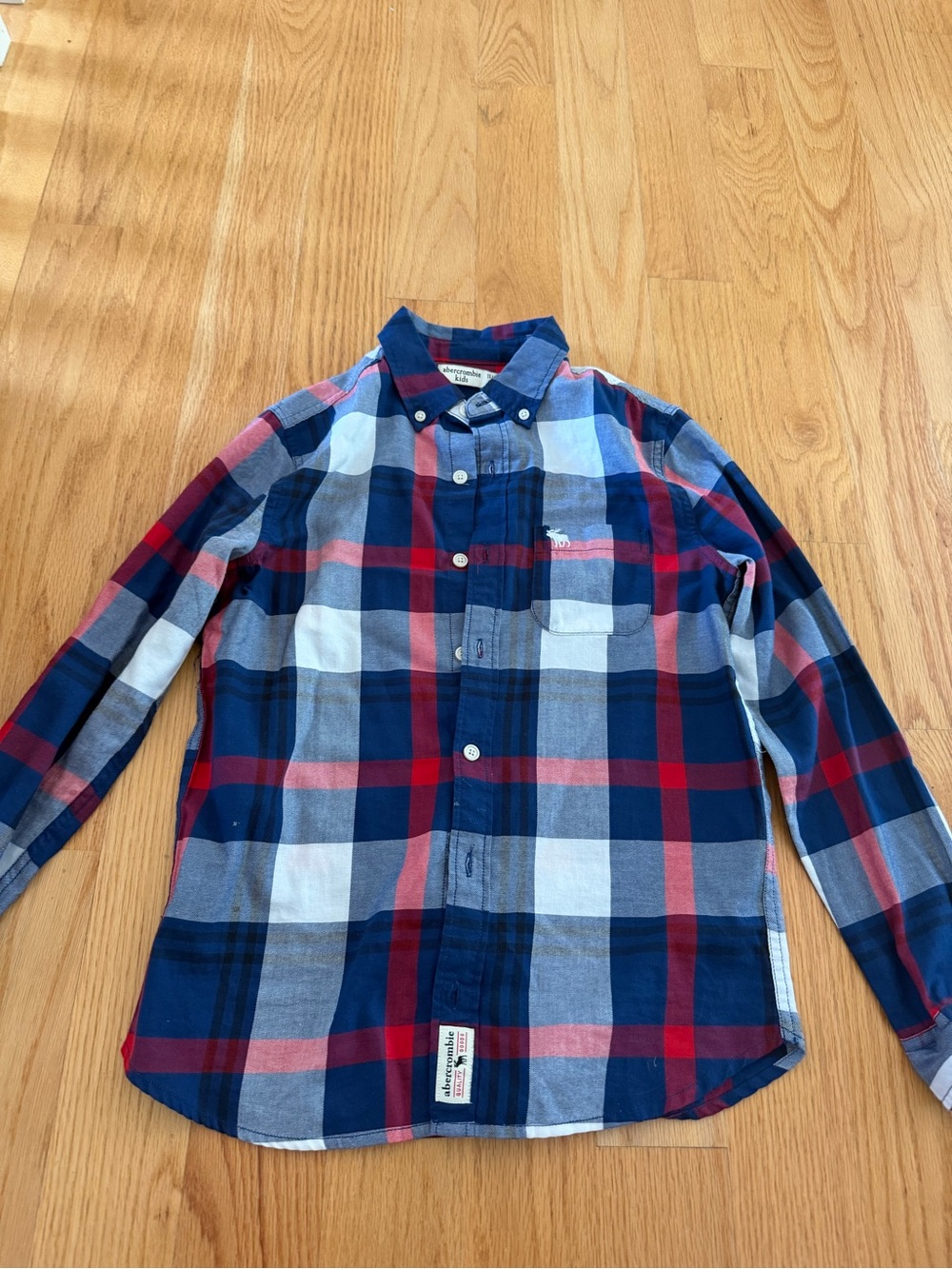 Abercrombie & Fitch Boy’s Navy Red Plaid Button-Down Shirt